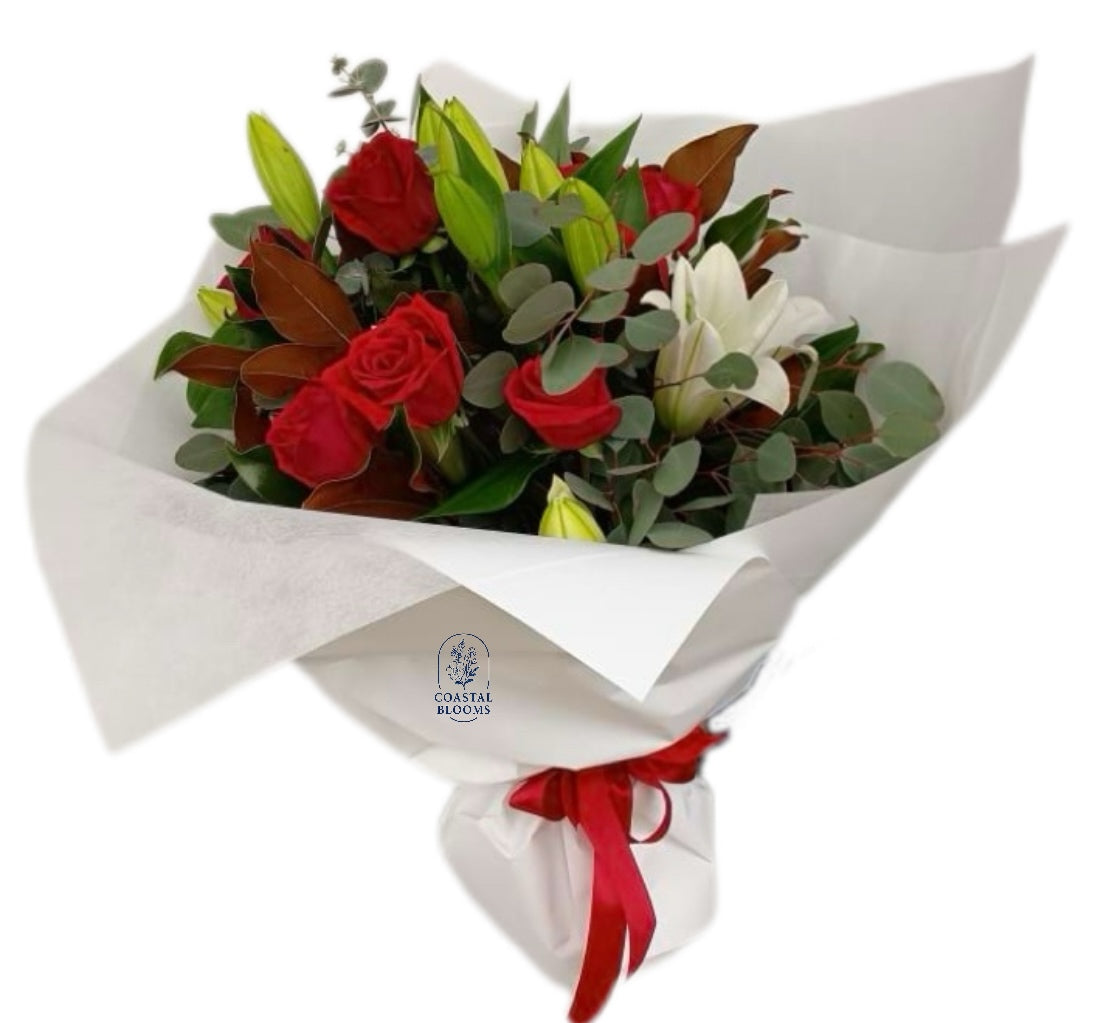RED ROSE & LILY BOUQUET