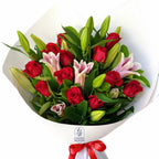 RED ROSE & LILY BOUQUET